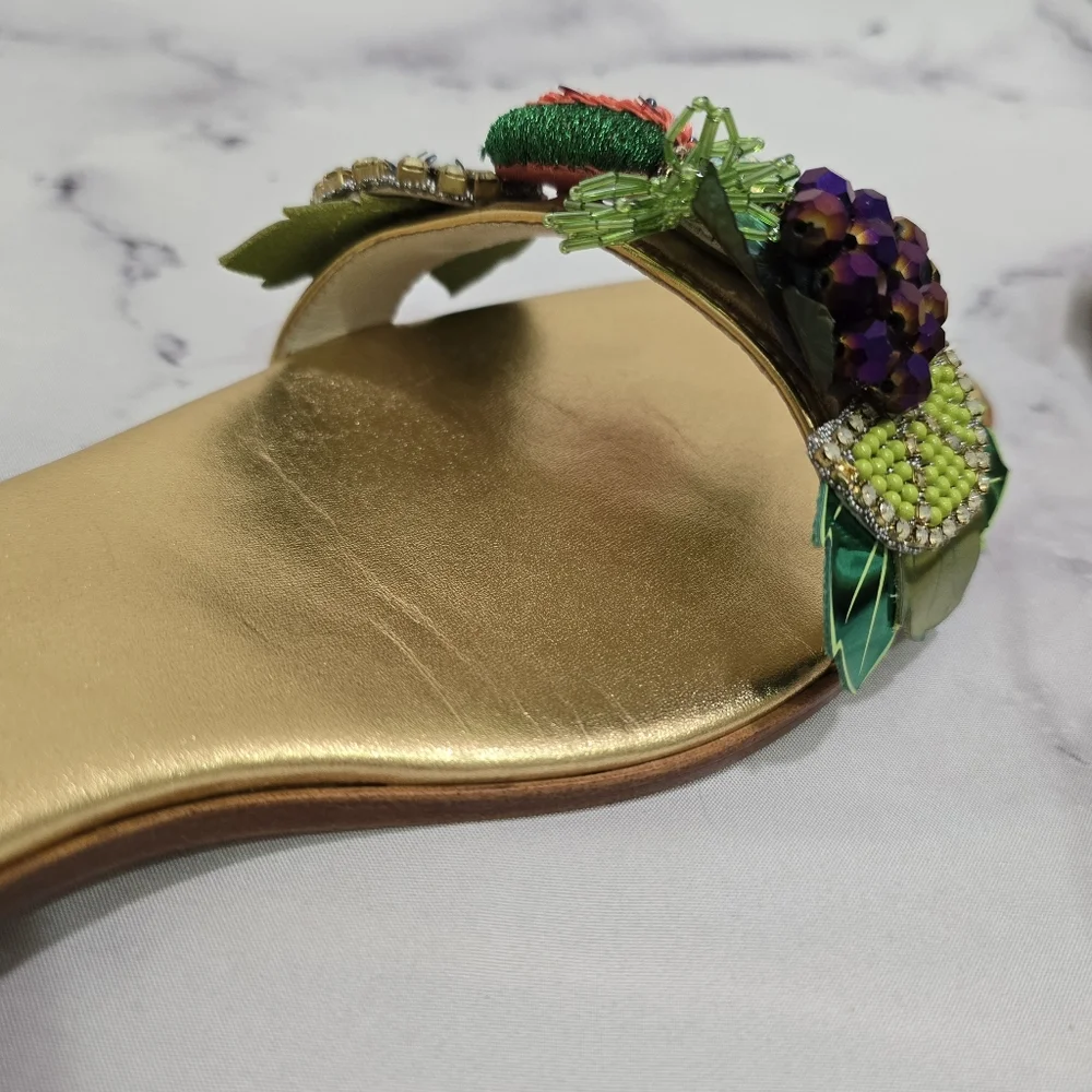 🍉🍍 SOPHIA WEBSTER 🍇🍋 Lilico Fruit Flat Sandal Rose Gold - EU 38.5 - HTF EUC